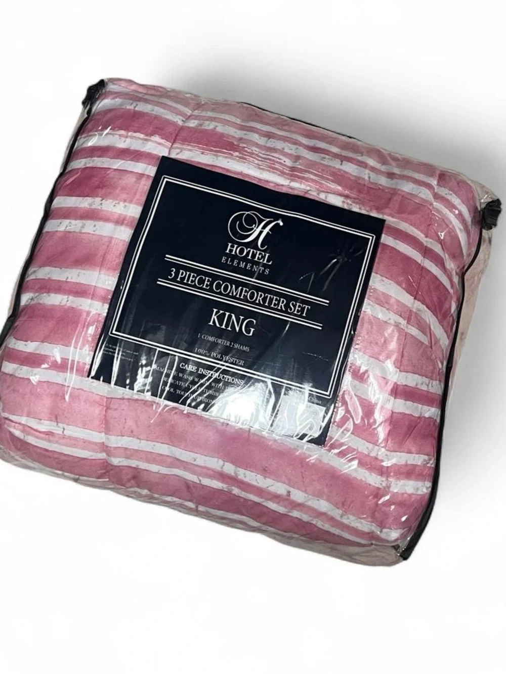 King 3-Piece Comforter Set - Pink Stripe
